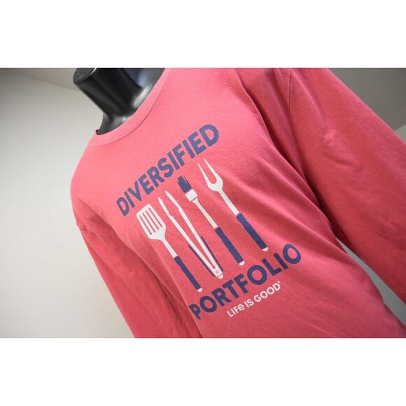 Life is Good Crusher Tee Shirt Cotton Blend Pink Long Sleeve Mens Size XL - Picture 1 of 8